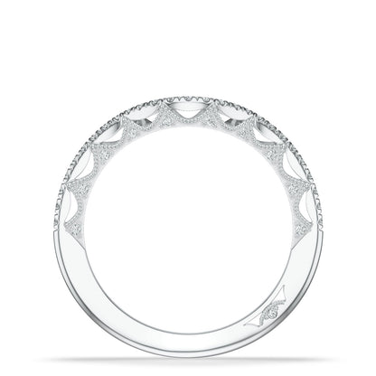 French Pavé Diamond Contour Wedding Band