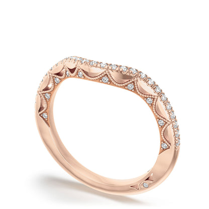 French Pavé Diamond Contour Wedding Band