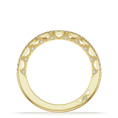 French Pavé Diamond Contour Wedding Band