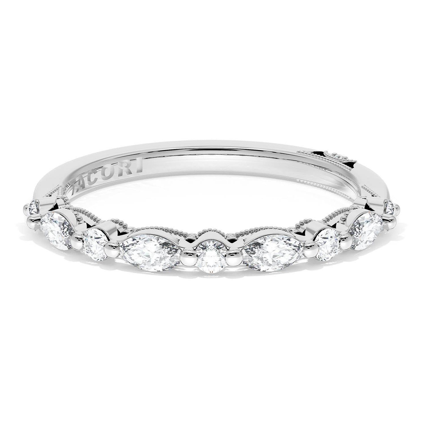 Marquise and Round Diamond Wedding Band, 2.20mm