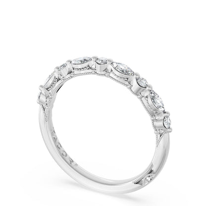 Marquise and Round Diamond Wedding Band, 2.20mm