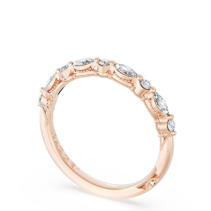 Marquise and Round Diamond Wedding Band, 2.20mm