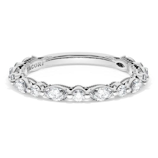 Marquise and Round Diamond Wedding Band, 2.20mm