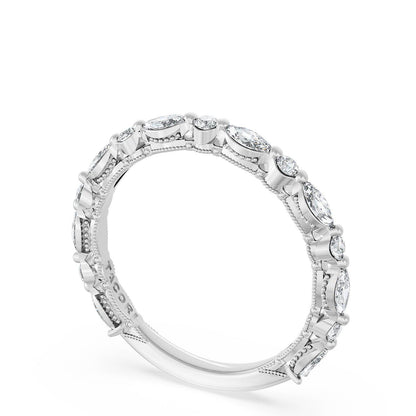 Marquise and Round Diamond Wedding Band, 2.20mm
