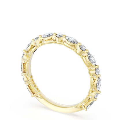 Marquise and Round Diamond Wedding Band, 2.20mm