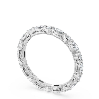 Marquise and Round Diamond Wedding Band, 2.20mm
