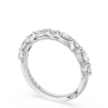 Marquise and Round Diamond Wedding Band, 2.80mm