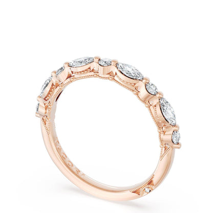 Marquise and Round Diamond Wedding Band, 2.80mm