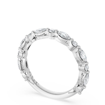 Marquise and Round Diamond Wedding Band, 2.80mm