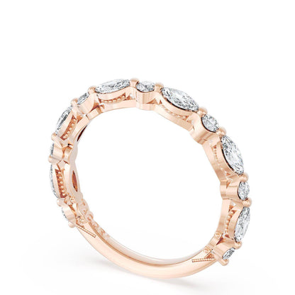 Marquise and Round Diamond Wedding Band, 2.80mm