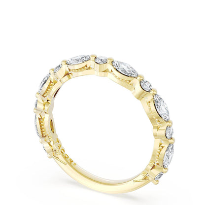 Marquise and Round Diamond Wedding Band, 2.80mm
