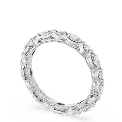 Marquise and Round Diamond Wedding Band, 2.80mm