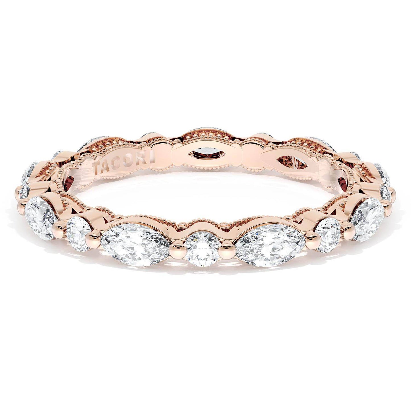 Marquise and Round Diamond Wedding Band, 2.80mm