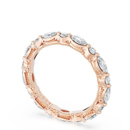 Marquise and Round Diamond Wedding Band, 2.80mm