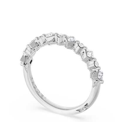 Carré and Round Diamond Wedding Band, 3.70mm
