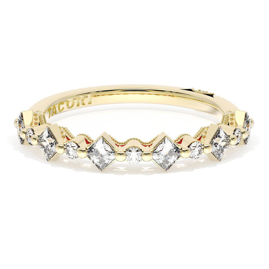 Carré and Round Diamond Wedding Band, 3.70mm