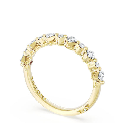 Carré and Round Diamond Wedding Band, 3.70mm