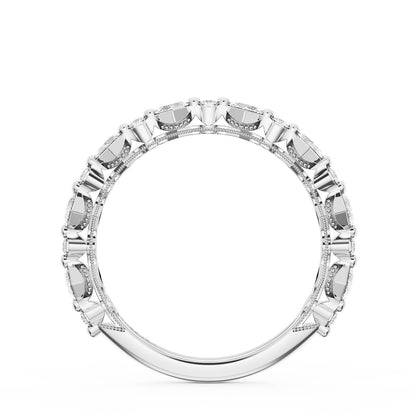Carré and Round Diamond Wedding Band, 3.70mm