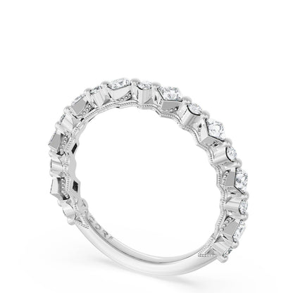 Carré and Round Diamond Wedding Band, 3.70mm