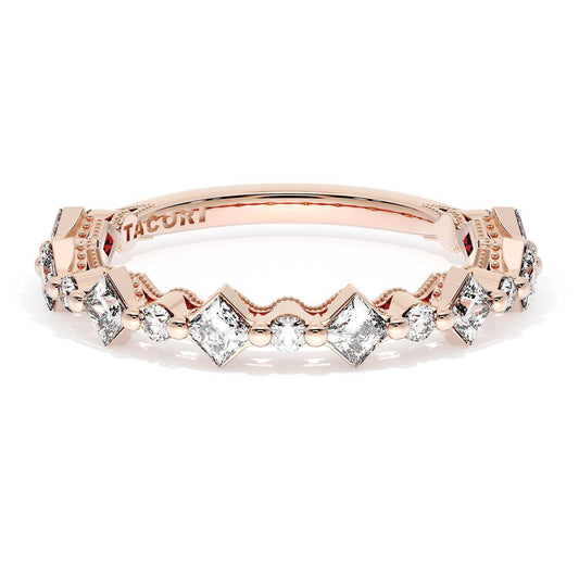 Carré and Round Diamond Wedding Band, 3.70mm
