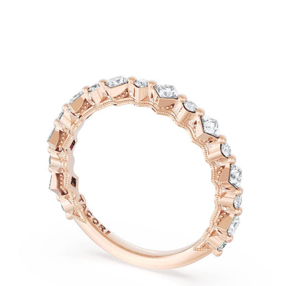Carré and Round Diamond Wedding Band, 3.70mm