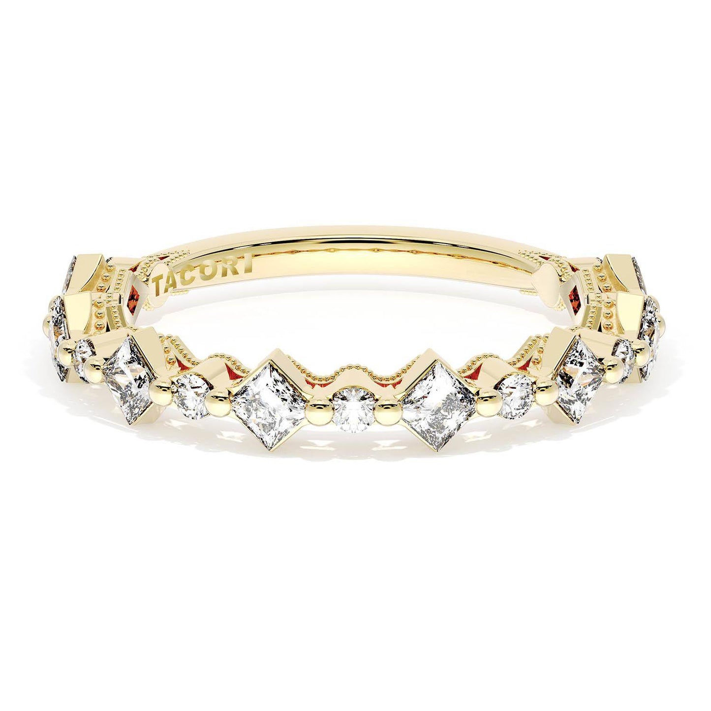 Carré and Round Diamond Wedding Band, 3.70mm