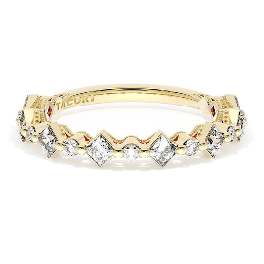 Carré and Round Diamond Wedding Band, 3.70mm