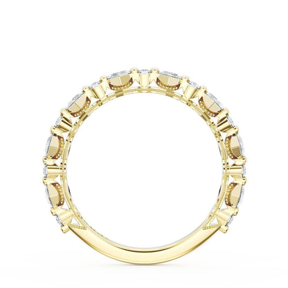 Carré and Round Diamond Wedding Band, 3.70mm