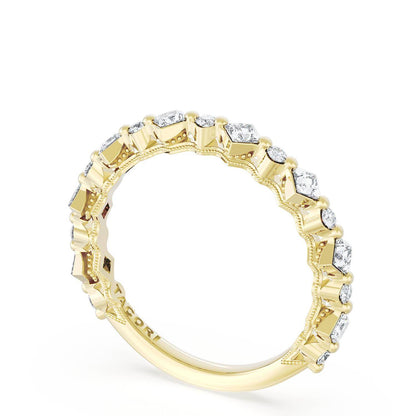 Carré and Round Diamond Wedding Band, 3.70mm