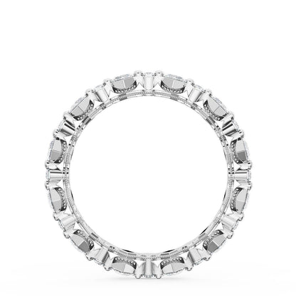 Carré and Round Diamond Wedding Band, 3.70mm