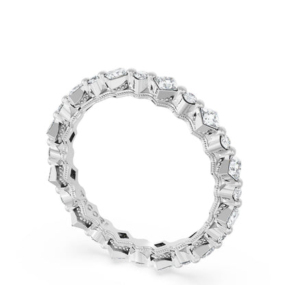 Carré and Round Diamond Wedding Band, 3.70mm