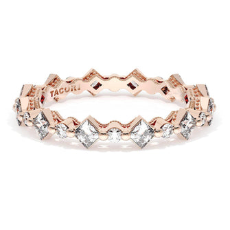Carré and Round Diamond Wedding Band, 3.70mm