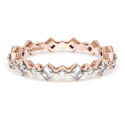 Carré and Round Diamond Wedding Band, 3.70mm