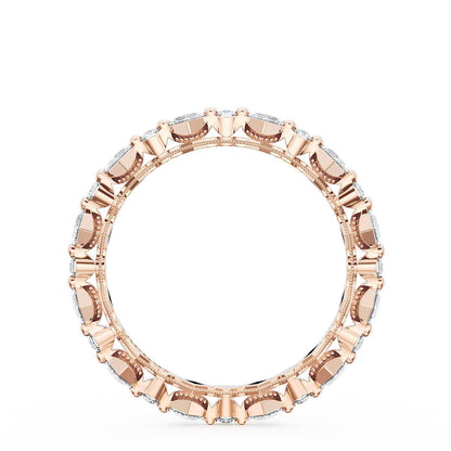Carré and Round Diamond Wedding Band, 3.70mm