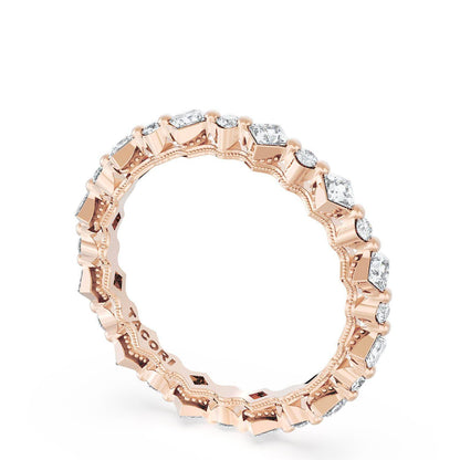 Carré and Round Diamond Wedding Band, 3.70mm
