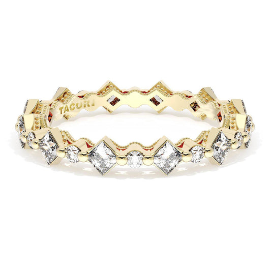 Carré and Round Diamond Wedding Band, 3.70mm