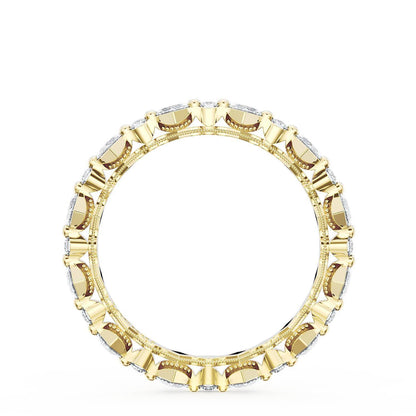 Carré and Round Diamond Wedding Band, 3.70mm