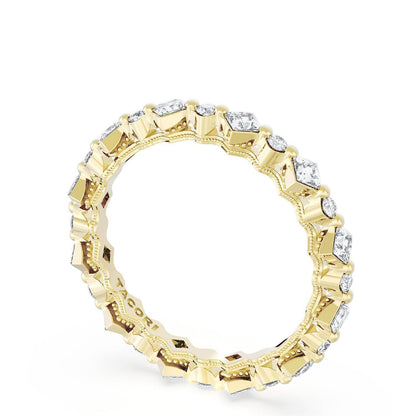 Carré and Round Diamond Wedding Band, 3.70mm