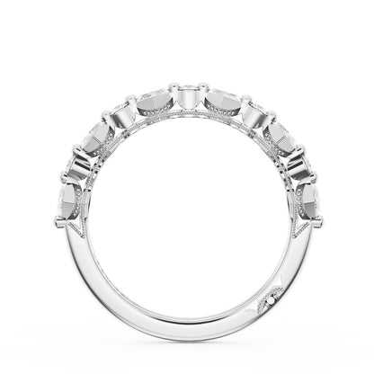 Carré and Round Diamond Wedding Band, 4.00mm