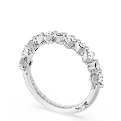 Carré and Round Diamond Wedding Band, 4.00mm