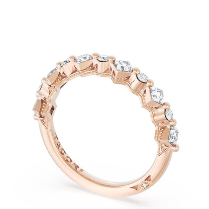 Carré and Round Diamond Wedding Band, 4.00mm
