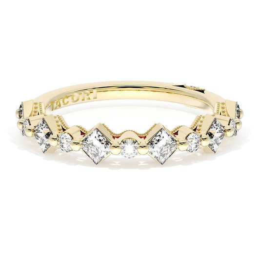 Carré and Round Diamond Wedding Band, 4.00mm