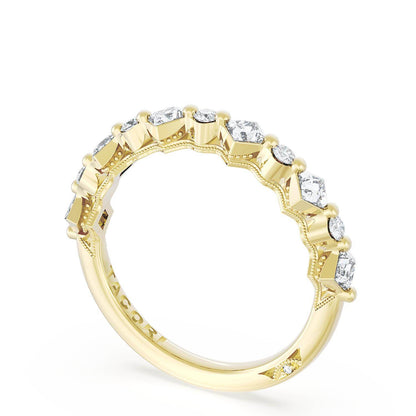 Carré and Round Diamond Wedding Band, 4.00mm
