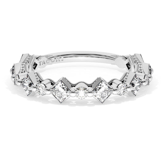 Carré and Round Diamond Wedding Band, 4.00mm