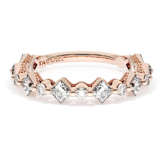 Carré and Round Diamond Wedding Band, 4.00mm