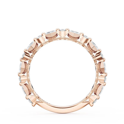 Carré and Round Diamond Wedding Band, 4.00mm