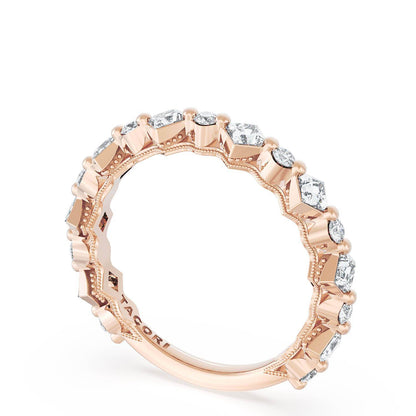 Carré and Round Diamond Wedding Band, 4.00mm
