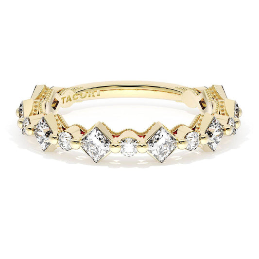 Carré and Round Diamond Wedding Band, 4.00mm