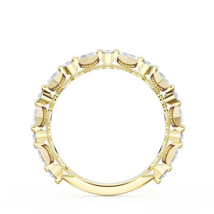 Carré and Round Diamond Wedding Band, 4.00mm