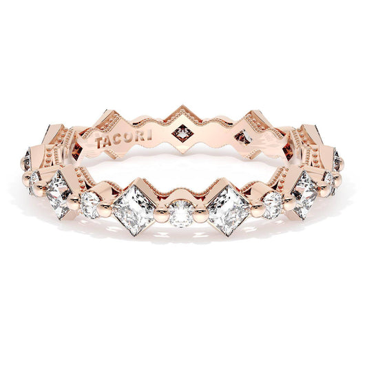 Carré and Round Diamond Wedding Band, 4.00mm
